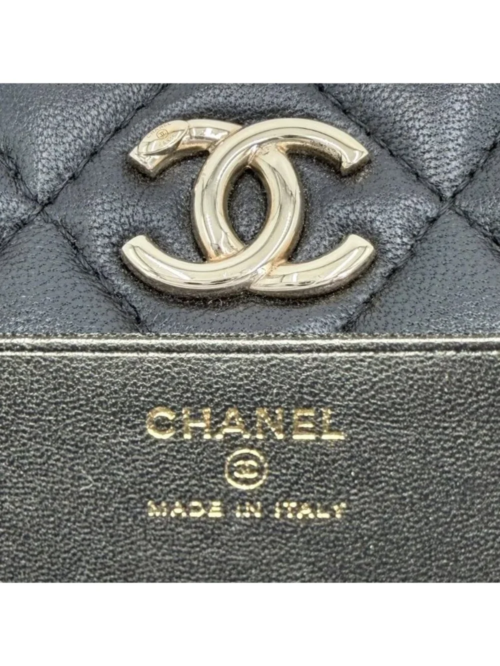 Chanel Big Shoulder Bag Quilted Chain Pochette CC Logo Bag Lambskin Black Gold